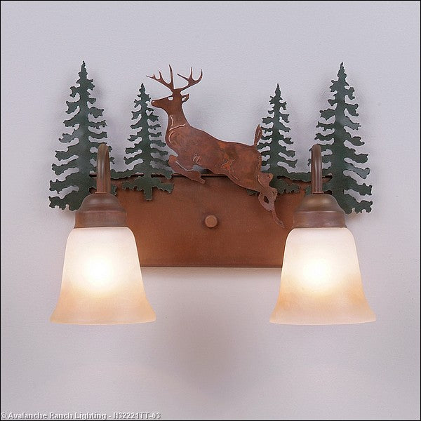 Avalanche Ranch - H32221TT-03 - Bathroom Fixtures - Two Lights - Denali-Valley Deer - Cedar Green/Rust Patina