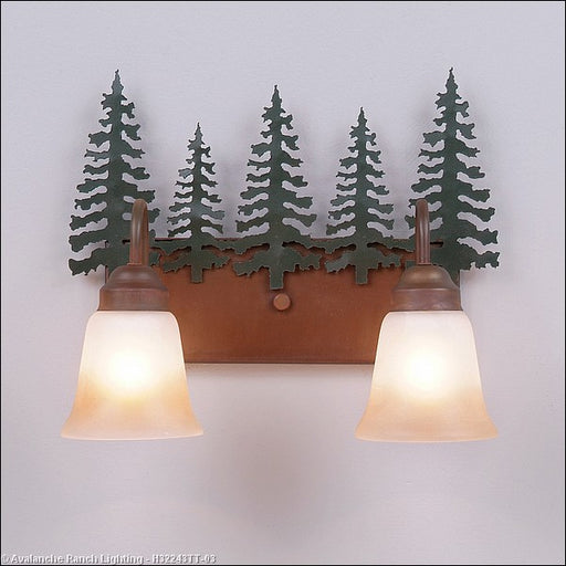 Avalanche Ranch - H32243TT-03 - Bathroom Fixtures - Two Lights - Denali-Cedar Tree - Cedar Green/Rust Patina