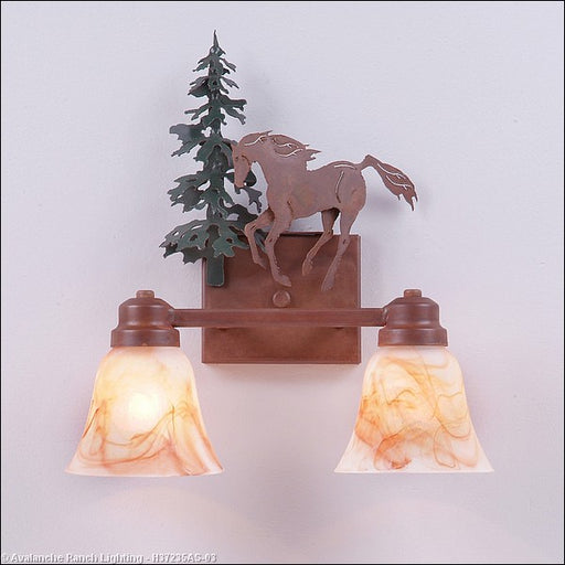 Avalanche Ranch - H37235AS-03 - Bathroom Fixtures - Two Lights - Parkshire-Mountain Horse - Cedar Green/Rust Patina