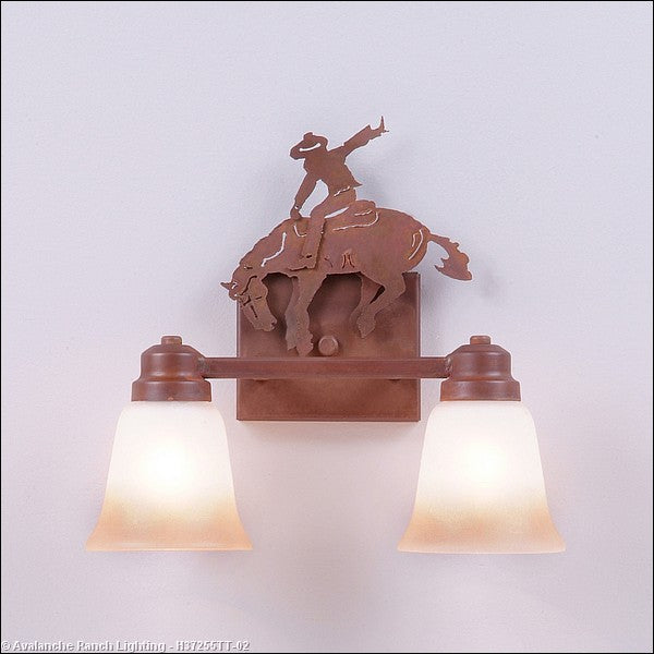 Avalanche Ranch - H37255TT-02 - Bathroom Fixtures - Two Lights - Parkshire-Bucking Bronco - Rust Patina