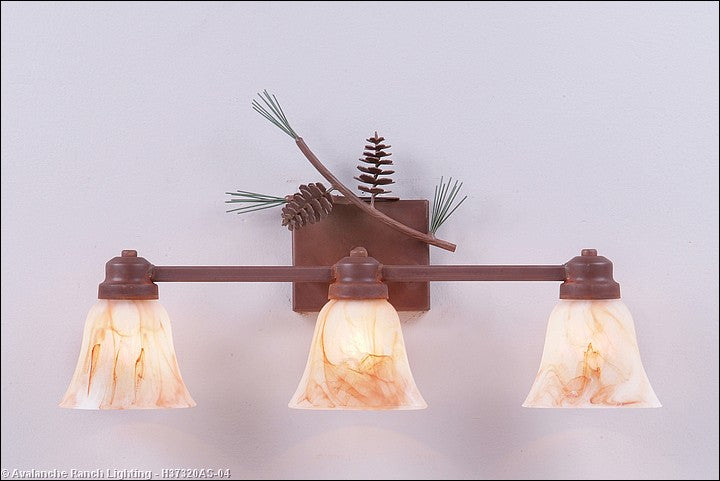 Avalanche Ranch - H37320AS-04 - Bathroom Fixtures - Three Lights - Parkshire-Pine Cone - Pine Green/Rust Patina