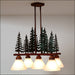 Avalanche Ranch - H43543CW-03 - Mid. Chandeliers - Glass Down - Cedarwood-Cedar Tree CG/RP - Cedar Green/Rust Patina