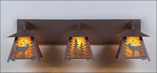 Avalanche Ranch - M35333AM-27 - Bathroom Fixtures - Three Lights - Smoky Mountain-Mountain Elk - Rustic Brown