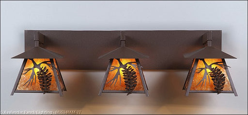 Avalanche Ranch - M35340AM-27 - Bathroom Fixtures - Three Lights - Smoky Mountain-Spruce Cone - Rustic Brown