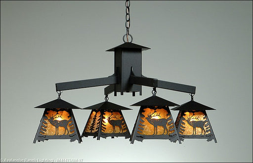 Avalanche Ranch - M41433AM-97 - Mid. Chandeliers - Other - Smoky Mountain-Mountain Elk - Black Iron