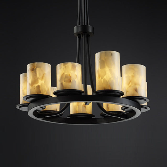 Justice Designs - ALR-8766-10-MBLK - Nine Light Chandelier - Alabaster Rocks! - Matte Black