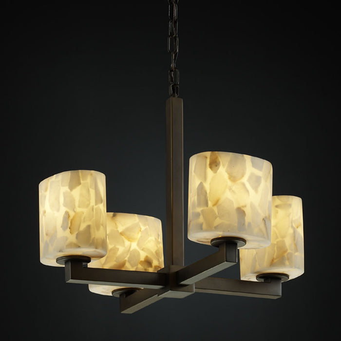 Justice Designs - ALR-8829-30-DBRZ - Four Light Chandelier - Alabaster Rocks! - Dark Bronze