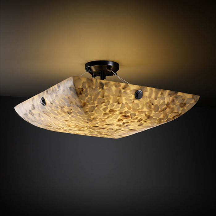 Justice Designs - ALR-9651-25-MBLK-F6 - Semi-Flush Mount - Alabaster Rocks! - Matte Black