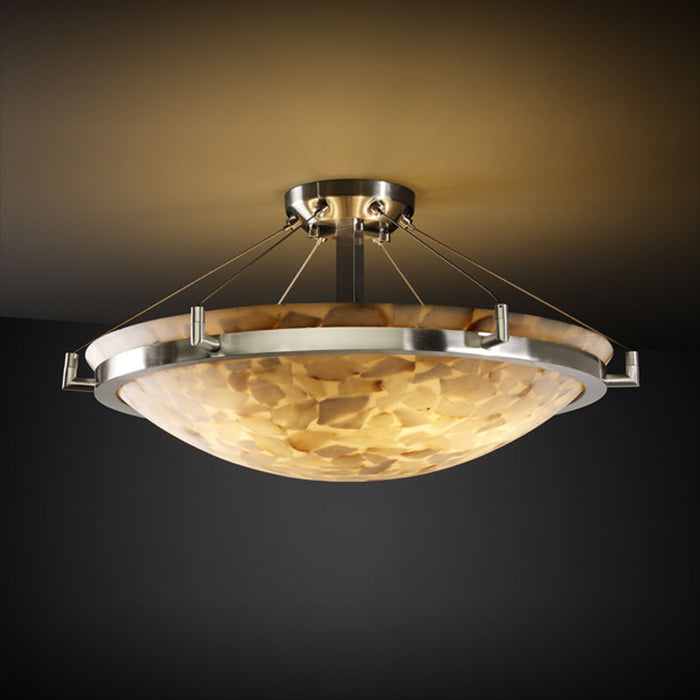 Justice Designs - ALR-9682-35-NCKL - Semi-Flush Mount - Alabaster Rocks! - Brushed Nickel