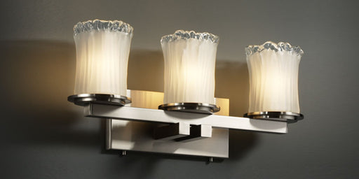 Justice Designs - GLA-8773-16-WTFR-NCKL - Three Light Bath Bar - Veneto Luce™ - Brushed Nickel