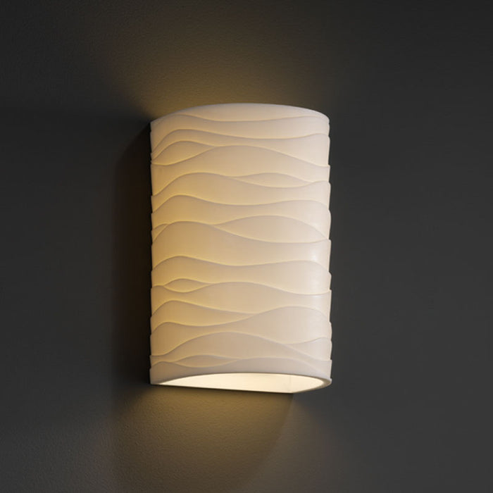 Justice Designs - PNA-1265-WAVE - Lantern - Porcelina™ - Faux Porcelain Resin