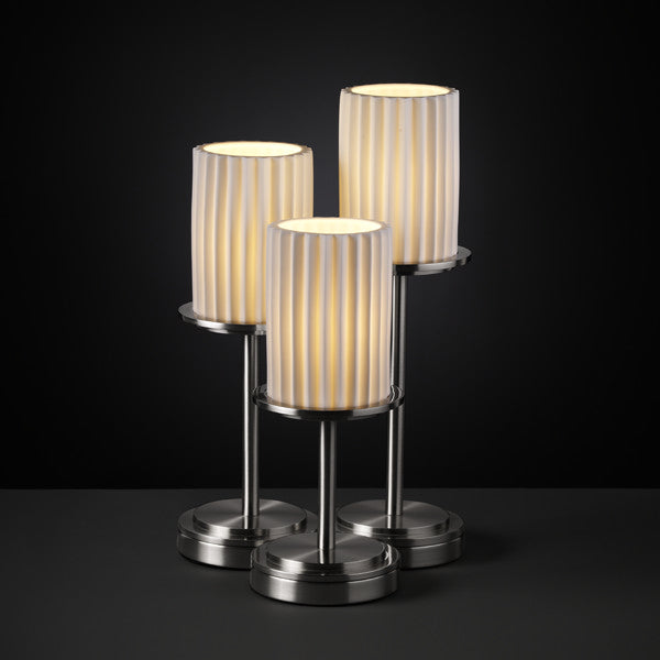 Justice Designs - POR-8797-10-PLET-NCKL - Three Light Table Lamp - Limoges - Brushed Nickel