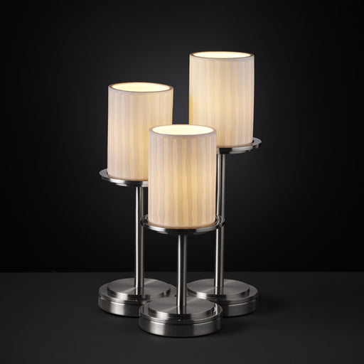 Justice Designs - POR-8797-10-WFAL-NCKL - Three Light Table Lamp - Limoges - Brushed Nickel