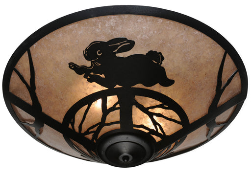 Meyda Tiffany - 110551 - Three Light Flushmount - Rabbit On The Loose - Black/Silver Mica