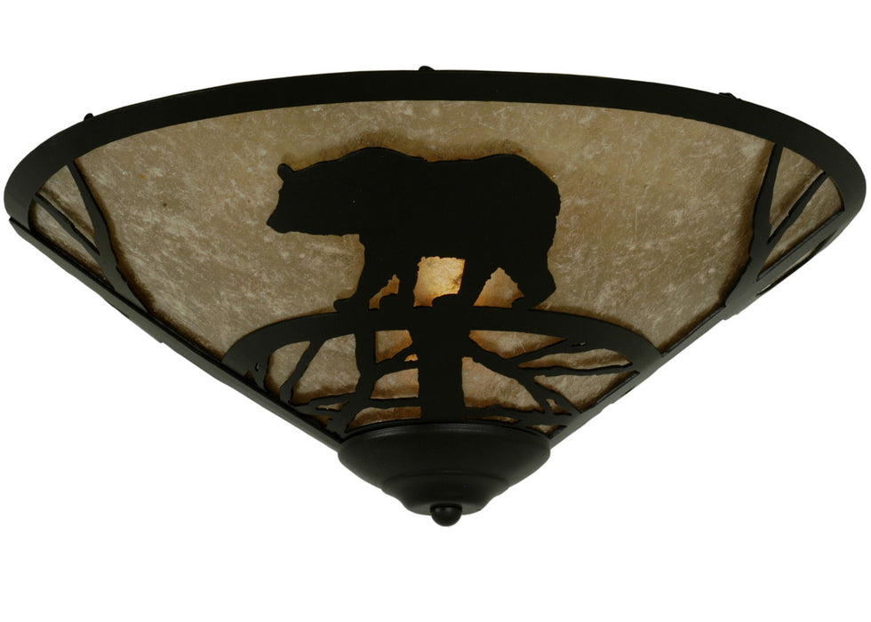 Meyda Tiffany - 112458 - Two Light Flushmount - Bear On The Loose - Custom,Polished Stainless Steel