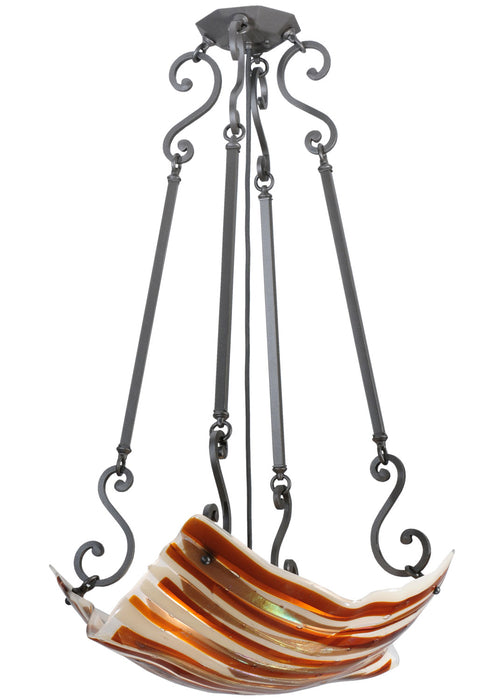 Meyda Tiffany - 112691 - Four Light Inverted Pendant - Metro Fusion - Wrought Iron