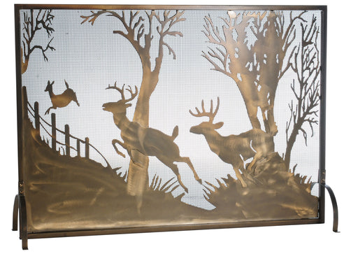 Meyda Tiffany - 113656 - Fireplace Screen - Deer On The Loose - Antique Copper