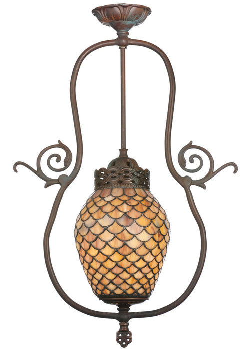 Meyda Tiffany - 110225 - One Light Pendant - Fishscale - Red Rust