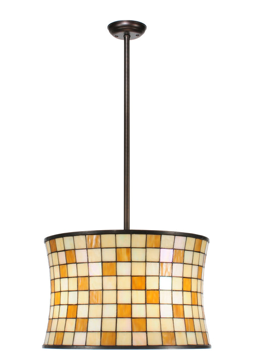 Meyda Tiffany - 113440 - Four Light Pendant - Hilton Barrel - Craftsman Brown