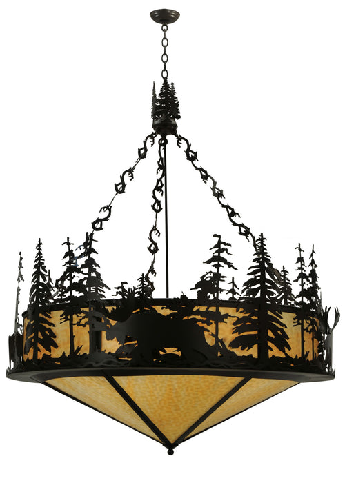 Meyda Tiffany - 115032 - Six Light Inverted Pendant - Moose At Dusk - Timeless Bronze