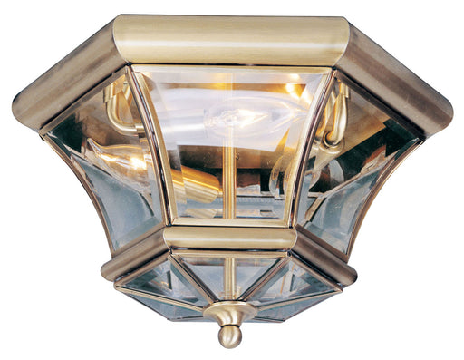 Livex Lighting - 7053-01 - Three Light Outdoor Ceiling Mount - Monterey/Georgetown - Antique Brass
