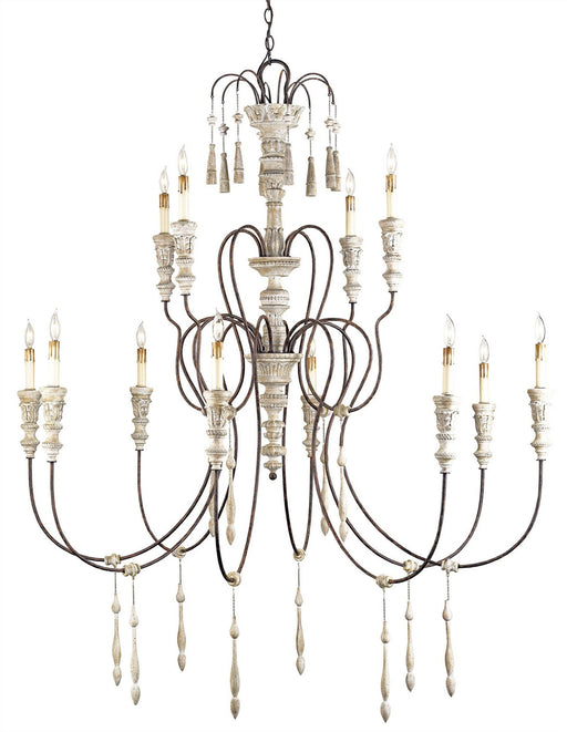 Currey and Company - 9117 - 12 Light Chandelier - Hannah - Stockholm White/Rust