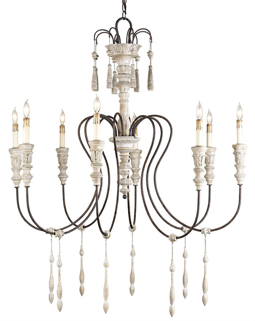 Currey and Company - 9120 - Eight Light Chandelier - Hannah - Stockholm White/Rust