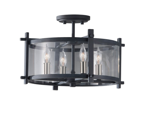Generation Lighting - SF292AF/BS - Four Light Ceiling Fixture - Ethan - Antique Forged Iron / Brushed Steel