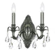 Crystorama - 5562-PW-CL-S - Two Light Wall Mount - Dawson - Pewter