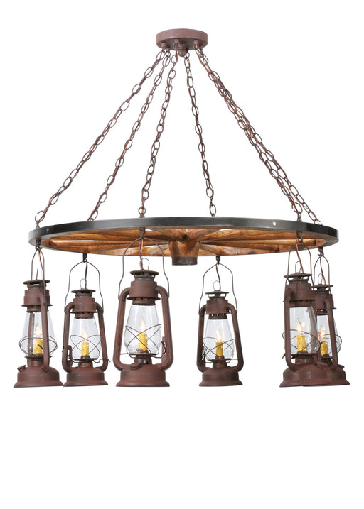 Meyda Tiffany - 117204 - Six Light Chandelier - Miner`S Lantern - Cafe-Noir