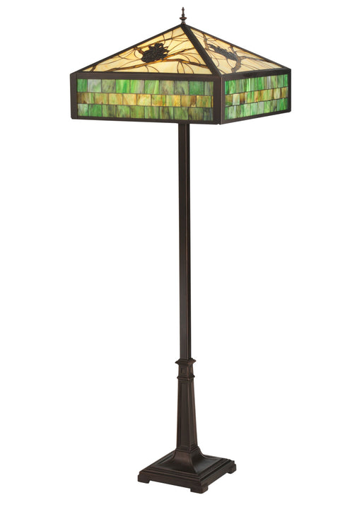 Meyda Tiffany - 119175 - Two Light Floor Lamp - Green Pine Branch - Mahogany Bronze