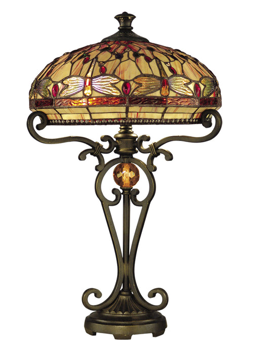 Dale Tiffany - TT10095 - Two Light Table Lamp - Crystal Jewel Dragonfly - Antique Golden Bronze