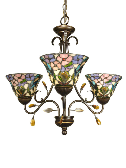 Dale Tiffany - TH90214 - Three Light Hanging Fixture - Crystal Jewel Peony - Antique Golden Bronze