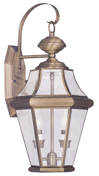 Livex Lighting - 2261-01 - Two Light Outdoor Wall Lantern - Georgetown - Antique Brass