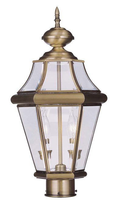 Livex Lighting - 2264-01 - Two Light Outdoor Post Lantern - Georgetown - Antique Brass