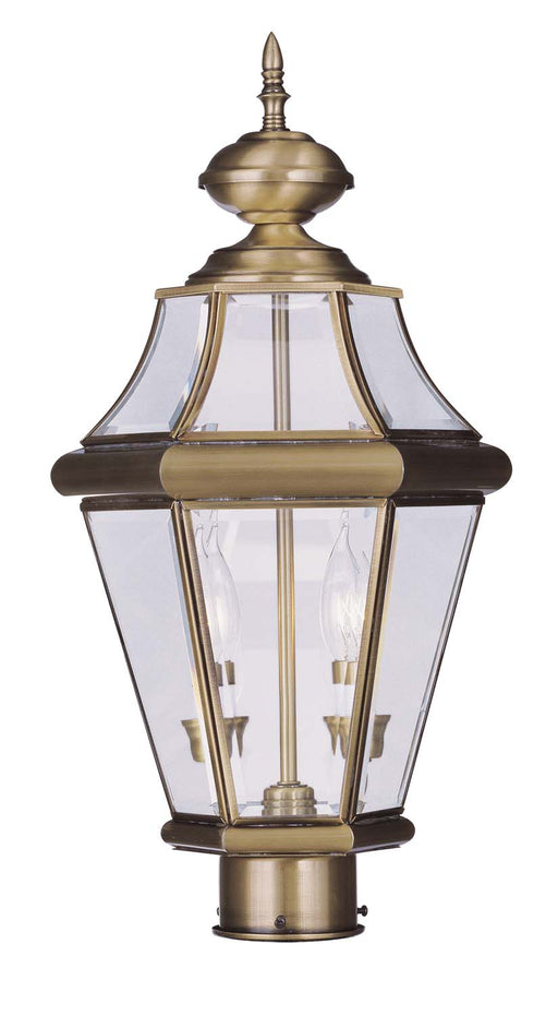 Livex Lighting - 2264-01 - Two Light Outdoor Post Lantern - Georgetown - Antique Brass