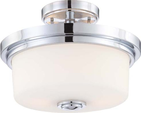 Nuvo Lighting - 60-4593 - Two Light Semi Flush Mount - Soho - Polished Chrome / Satin White