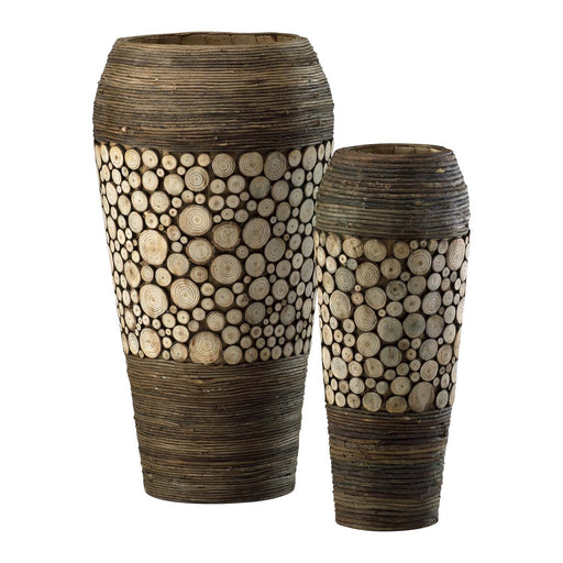 Cyan - 02520 - Vases - Wood Slice - Birchwood And Walnut
