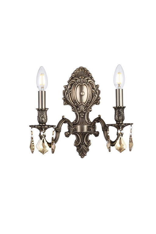Elegant Lighting - 9602W10PW-GT/RC - Two Light Wall Sconce - Monarch - Pewter