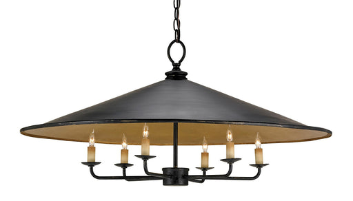 Currey and Company - 9873 - Six Light Chandelier - Brussels - French Black/Gold