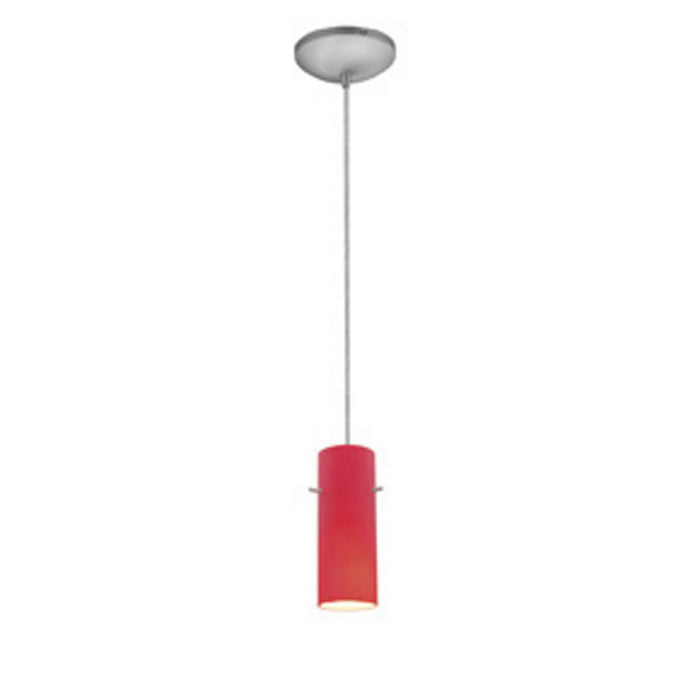 Access - 28030-1C-BS/RED - One Light Pendant - Cylinder - Brushed Steel