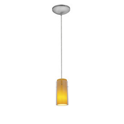 Access - 28033-1C-BS/CLAM - One Light Pendant - Glass`n Glass Cylinder - Brushed Steel