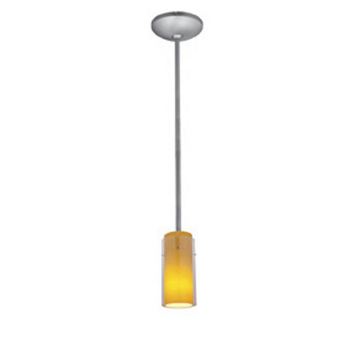 Access - 28033-1R-BS/CLAM - One Light Pendant - Glass`n Glass Cylinder - Brushed Steel