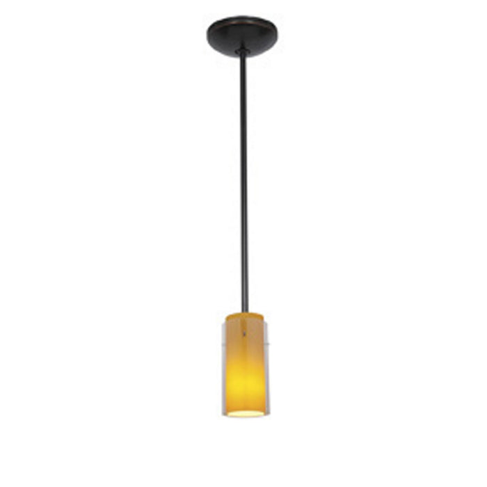 Access - 28033-1R-ORB/CLAM - One Light Pendant - Glass`n Glass Cylinder - Oil Rubbed Bronze