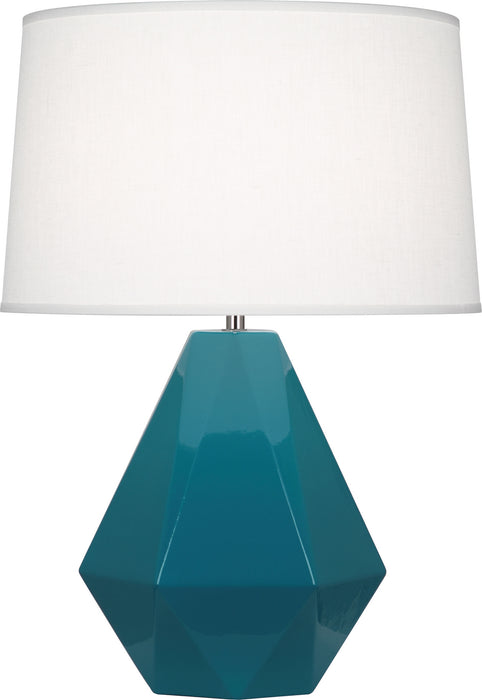 Robert Abbey - 934 - One Light Table Lamp - Delta - Peacock Glazed Ceramic w/ Polished Nickel