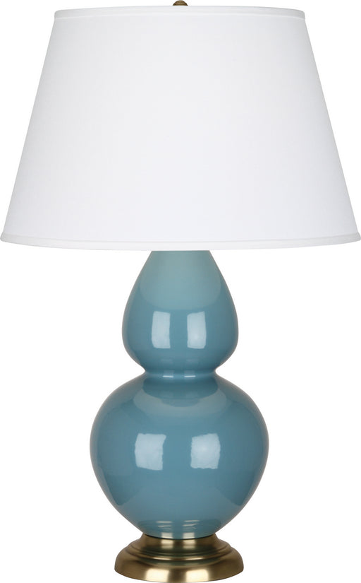 Robert Abbey - OB20X - One Light Table Lamp - Double Gourd - Steel Blue Glazed Ceramic w/ Antique Brassed