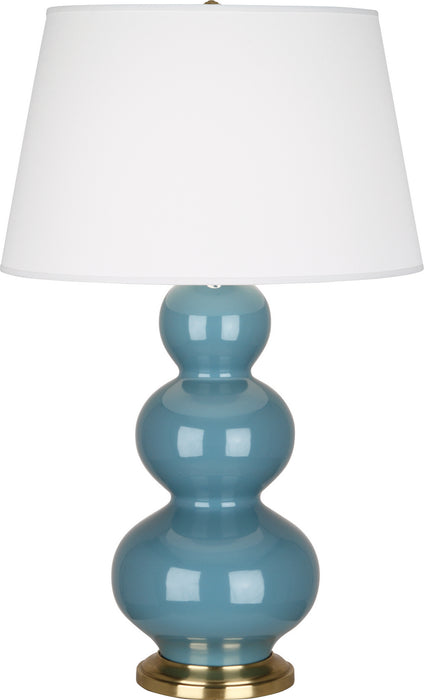 Robert Abbey - OB40X - One Light Table Lamp - Triple Gourd - Steel Blue Glazed Ceramic w/ Antique Brassed