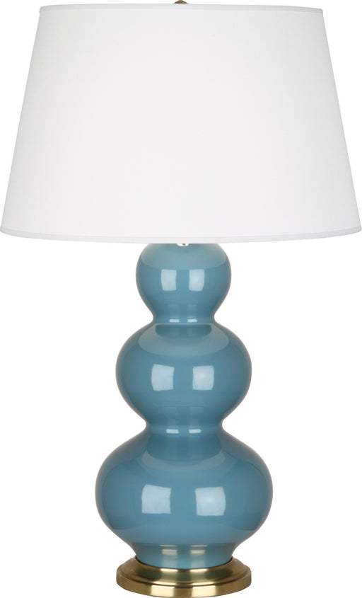 Robert Abbey - OB40X - One Light Table Lamp - Triple Gourd - Steel Blue Glazed Ceramic w/ Antique Brassed