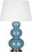 Robert Abbey - OB42X - One Light Table Lamp - Triple Gourd - Steel Blue Glazed Ceramic w/ Antique Silvered