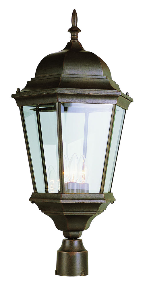 Trans Globe Imports - 51001 RT - Three Light Postmount Lantern - Classical - Rust